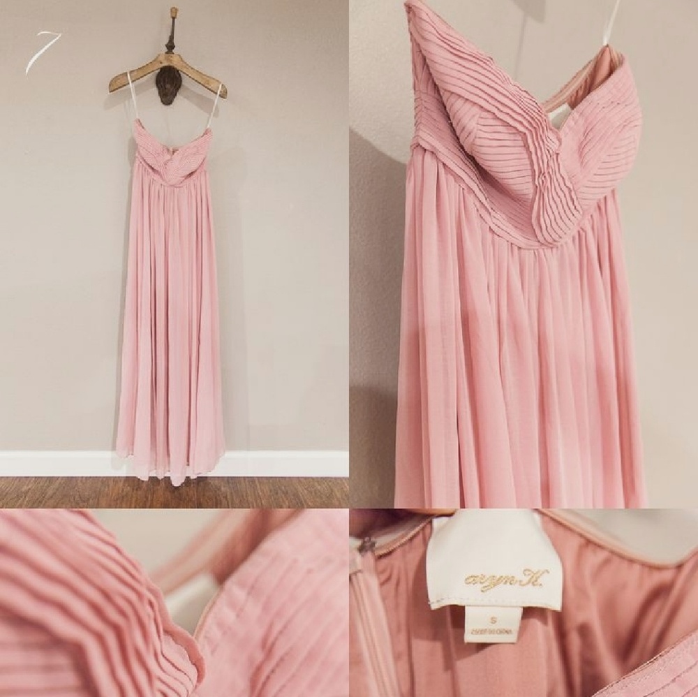 Aryn k pink chiffon strapless dress